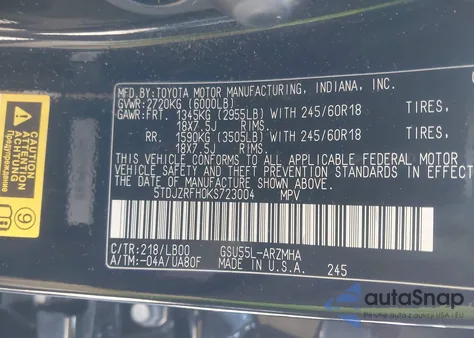 2019 Toyota Highlander Xle z USA, uszkodzony, nr VIN 5TDJZRFH0KS723004